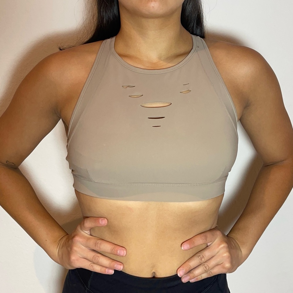 ALO Yoga Racerback Tan Sports Bra